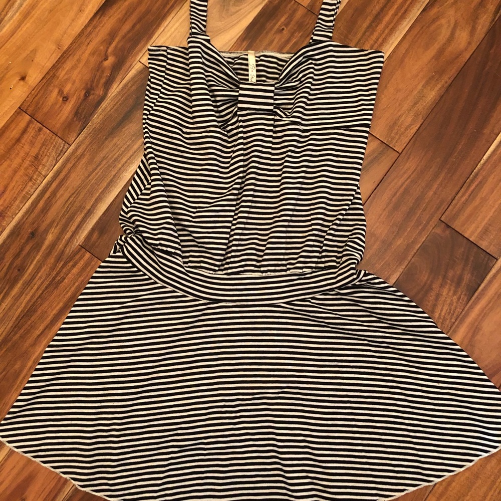 Black and white striped dress